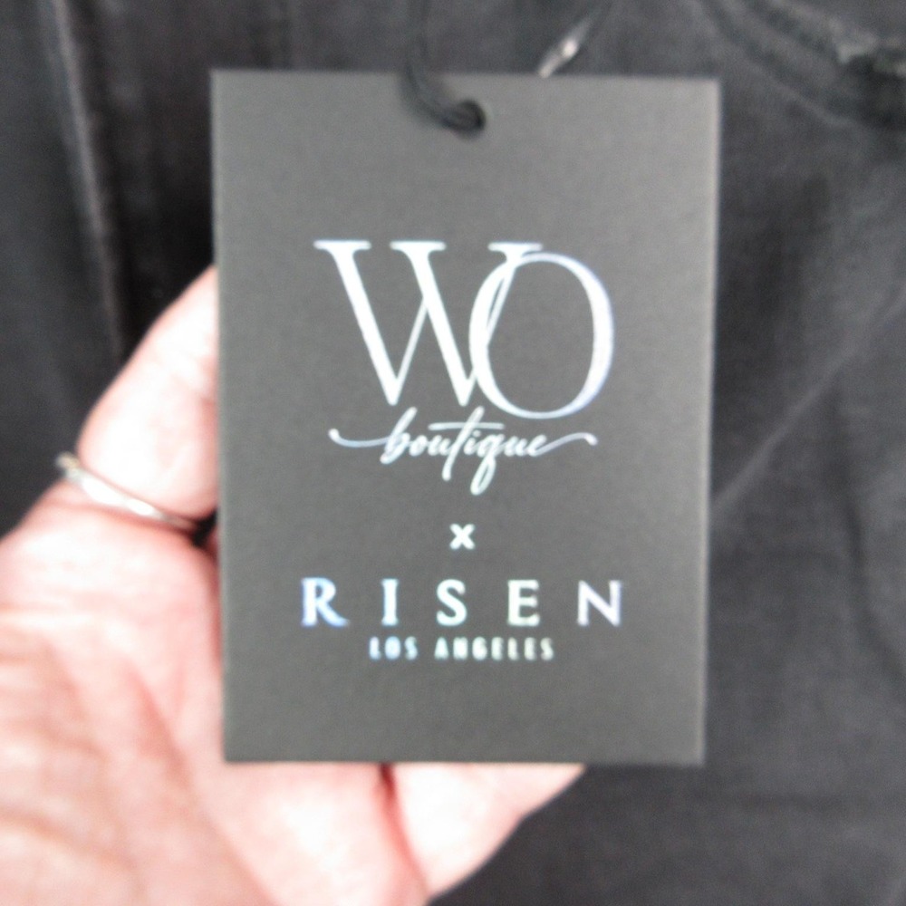 Risen Jeans Jeans Womens 13 Black Wide-Leg High Rise Distressed 31x34.5* NWT - Picture 8 of 16